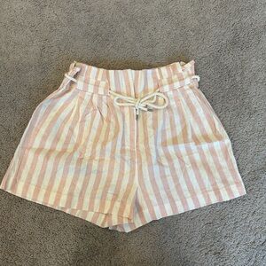 Primark - Size 10 - Striped Pink and White Women's Shorts